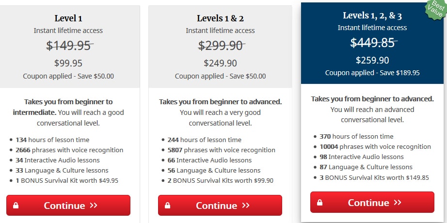 Rocket Languages Pricing Plans