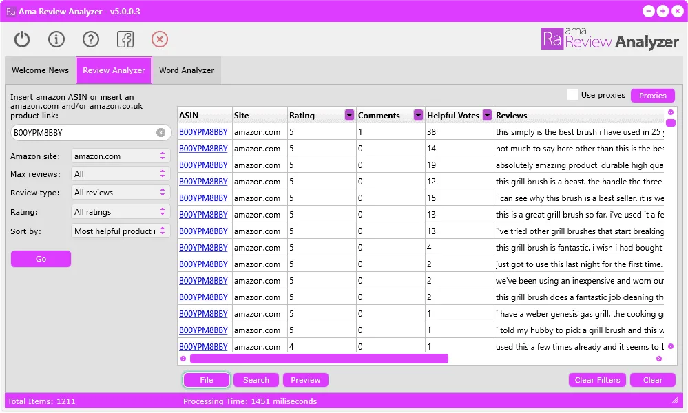 Amasuite 5 Review Analyzer