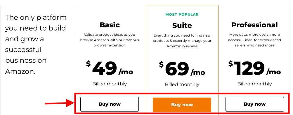 Jungle Scout Pricing Plans